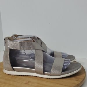 Sofft Fiora Metallic Silver Open Toe Strappy Sandals Women's Size 8.5